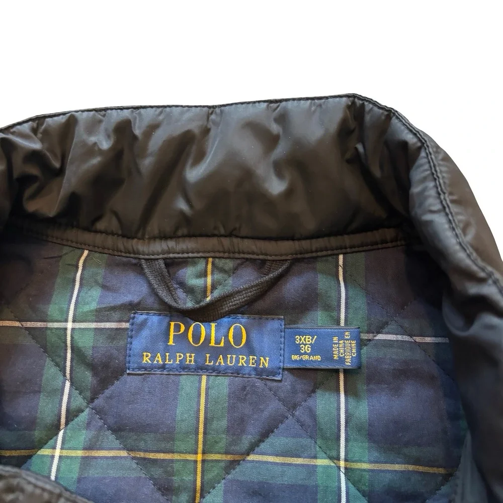 Polo Ralph‎ Lauren Mens Black Quilted Vest Plaid Lined Big & Tall 3XB